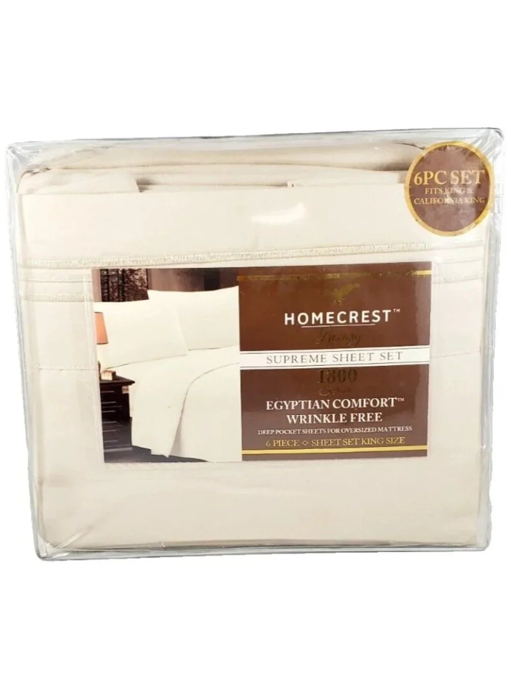 Homecrest Luxury 6-Piece King Size Egyptian Comfort 1800 Series Wrinkle-Free Dee